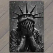 4x6" Statue of Liberty Weeps Cry Sorrow City Background New York Sad For USA
