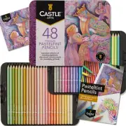 Castle Art Supplies 48 Pasteltint Coloured Pencils Set Quality Colours in Softer