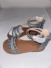 Thereabouts Girls Addison Silver Strap Sandals SIZE 3M new In Box
