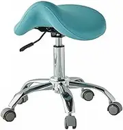 Ergonomic Stool Chair,Swivel Saddle Stool with Wheels,PU Leather Rolling Stool for Salon Spa Tattoo Office Home Kitchen(A)