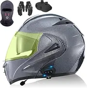 Bluetooth Modular Motorcycle Helmet DOT/ECE Approved Flip Up Helmets Dual Anti-Fog Visors Full Face Helmet for Adults