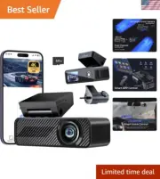 4K Dash Cam Front and Rear, 64GB SD Card, 4K+1080P Dual Dash Camera for Cars,...