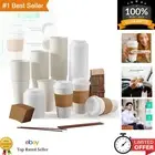 100 Pack 6oz Disposable Coffee Cups with Lids and Sleeves - Eco-Friendly Design