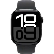 Apple Watch Series 10 42mm Jet Black Aluminium Case GPS Sport Band (S/M) (Black)
