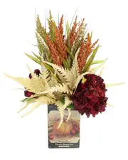 Creative Displays Modern Fall Floral With Cream Fern & Burgundy Hydrangeas In Decorative Pot