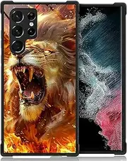 WANKBLC for Samsung Galaxy S23 Ultra Case, Flame Lion Roar Crazy Pattern Shockproof Protective for Man Women Non-Slip for Samsung Galaxy S23 Ultra
