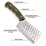 "Crafting a Handmade Damascus Steel Cleaver Kitchen Knife - High-Quality Chef's
