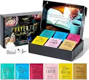 Thoughtfully Gourmet, Tea Affirmations Christian Prayer Gift Set, Includes 6 Flavours of Tea with Bible Verses from Psalms to rejoice He is Risen offer Blessings to Believers of Jesus Christ, Pack of 90