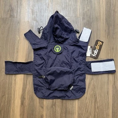 NWT FABDOG Packaway Navy Dog Poncho Raincoat Size Small 10" Yorkie Maltese