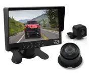 Elinz Caravan Two Camera Reversing 4PIN CCD Kit System 7" Monitor HD 12V/24V Black