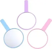 Ipetboom 3pcs Girl Cosmetic Mirror Handheld Round Travel Mirror Plastic High- Mirror for Makeup Office or Anywhere