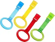 Baby Pull Up Rings, 4Pcs Baby Crib Pull Rings, 4 Colors Baby Bed Stand Up Rings Baby Cot Hanging Rings Walking Assistant Stand Up Rings, Toddler Walking Training, Baby Standing Walker Rings