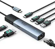 10Gbps USB C Hub Ethernet Adapter, Selore USB C Hub Multiport Adapter to 4K@60Hz HDMI,Gigabit Ethernet,PD Charging,3 USB 3.1 C Ports,USB 2.0, 7 in 1 USB C Dock for MacBook Pro Air,iPad,HP,Dell,etc