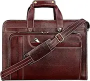 [Da leather villa] LV Genuine Leather |Cross Body Laptop Bag| for Men & Women |15.6'' Laptop Compartment| |Expandable Features| |MackBook,Notebook & Ipad Carry Case | (Brown)