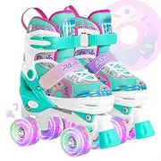 PAPAISON Adjustable Roller Skates for Girls Illuminating Wheels Beginners Rollerskates for Kids Toddler