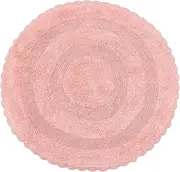 The Home Talk Ultra Soft Spa Cotton Crochet Round Bath Rugs or Mat Place in Front of Shower, Vanity, Bath Tub, Sink, and Toilet (24 inch Round, Blush Pink)