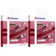 2x Verbatim 1.2m Type C to Lightning MFI-Certified Cable with Kevlar Rose Gold