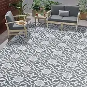 Outdoor Rug,Outdoor Plastic Straw Rug,Outdoor Rugs 9x12 for Patios Clearance Waterproof Patio Rug, Camping Rugs for Outside Rv,Grey Recyclable Woven Rugs for Yard, Deck, Indoor Outside Mats…