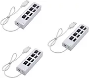 OSALADI 3pcs 4 USB Device Connector Adapter USB Hub USB Splitter USB Port White