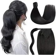 Beauty 16-26 Inch Long Wrap Around Clip in Hair Piece Ponytail Extension Hairs Straight Human Ponytails Accessories(20inches)