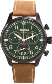 Alpina Startimer Pilot Quartz Chronograph Big Date 41mm AL-372GR4FBS6 Brand New