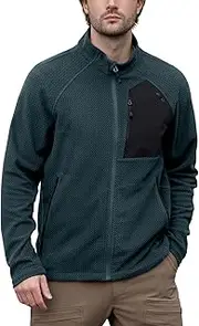 [Aicall] Men's AIR Full Zip Wave-textured Lightweight Fleece Jacket Breathable Sweatshirts for Outdoor Hiking Camping skiing, Green, Large