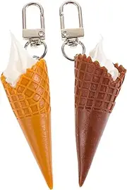 [ABOOFAN] 2pcs Ice Cream Keychain Cute Keychain Backpack Car Decor Ice Cream Key Ring Bag Charms for Handbags Key Hanging Decor Ice Creamshaped Key Ring Ice Cream Shaped Key Chain
