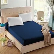 (King, Navy) - 4U Life Bedding Fitted sheet-Prime 1800 Series , Double Brushed Microfiber,Ultra-soft Feel And Wrinkle,Fade Free , Deep Pocket For Oversized Mattress, King, Navy