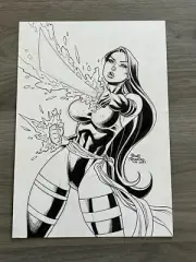 Psylocke Betsy Braddock Pow Rodrix Sketch Original Comic Art A4 X-Men Marvel