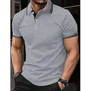 Men's Polo Shirt Button Up Polos Business Casual Lapel Short Sleeve Fashion Basic Plain Button Summer Regular Fit White Yellow Red Navy Blue Royal Blue Blue Po