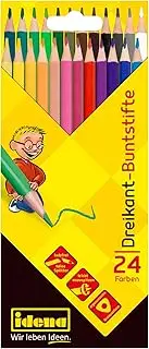 Idena 20162 - Colouring Pencils in Ergonomic Triangle Shape, 24 Wood-Free Colouring Pencils in Cardboard Case for Painting, Drawing, Writing and Colouring
