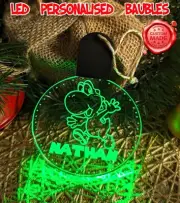 Mario Bros Yoshi Personalised Christmas Bauble LED Light up Hanging Decoration
