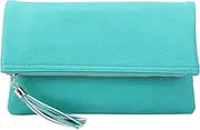 [Solene] Envelope Foldover Wristlet Clutch Crossbody Bag with Chain Strap