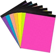 Colored Graph Paper Pad 8.5 x 11 Inches 7 Pack,30 Sheets Grid Paper Pad 8-1/2" x 11" Graph Pad Notebook 4x4 Graph Ruled 7 Colors High Brightness Neon Pads Easy Tears Off 75 GSM/19 LB Paper for School