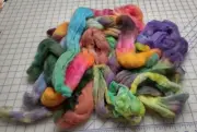 7 oz Mill Ends Combed Top Roving Spinning Handpainted Dyed Felt Med Fine Wools