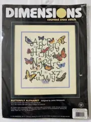 Dimensions BUTTERFLY ALPHABET Counted Cross Stitch Kit #3891 Vtg 1998 Sealed