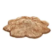 90X90cm Irregular Artificial Wool Fur Soft Plush Rug Carpet Mat White Brown Tip Rugs