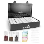Seed Organizer Storage Box, Black Opaque Light Proof Seed Bank with 60