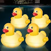Silkfly 4 Pcs Duck Solar Floating Pool Lights for Inground Pools, Large Light up Solar Pool Lights Ip68 Waterproof Inflatable Floating Pool Lights Glow in The Dark for Wedding Swimming Pool Decor