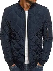 [Pretifeel] Mens Bomber Quilted Jackets Varsity Diamond Baseball Fall Pilot Sport Hip Hop Winter Coats