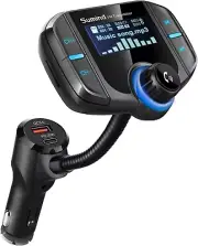 Upgraded Bluetooth FM Transmitter, Wireless Radio Adapter Hands Free Car Kit wit