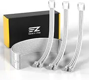 EZDIY-FAB Sleeved Cable - PSU Extension Cable Sleeved Custom Mod PC Power Supply Cable, 18 AWG Soft Nylon Braided with Comb Kit 24PIN/8PIN to 6+2Pin/ 8PIN to 4+4PIN-30CM 300MM - All White Edition