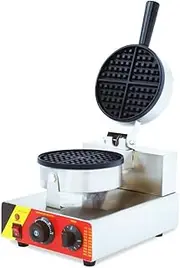 Commercial Round Waffle Maker Nonstick Belgian Waffle Machine Professional Rotated Temperature And Time Control Cool Touch Handle For Waffles, Hash Browns, Or Any Breakfast, Lunch, & Snacks 1000W