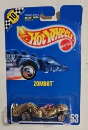 Zombot Robot Car Gold Chrome Ultra Hot Hubs Hot Wheels Blue Card 1991-53