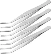 GAROZATION 4pcs Curved Stainless Steel Tweezers Precision Craft Tools for Gardening Moss and Terrarium DIY Fine Tip Design for Intricate Tasks for DIY Enthusiasts and Needlework