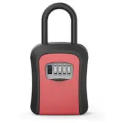 Password Key Box Metal Storage Lock Outdoor Weatherproof Wall Mount 4 Digit Combination Lockbox Safe (Red)