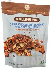 Rolling Pin Dark Chocolate Almond Sea Salt Clusters 16 Oz, Superfood Trail Mix