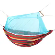 Outdoor Portable Swing Hammock Camp Patio Yard Hanging Tree Bed With Mosquito Net BLUE COLOR