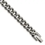 Titanium Polished 7.5mm Curb Chain Bracelet 8.5" 10.68gm