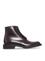 SAINT LAURENT Army Dark Wine Leather Ankle Boots New & Authentic